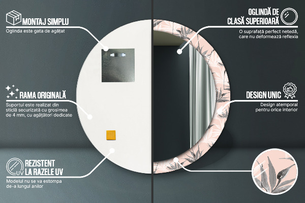 Lustro ścienne dekoracyjne okrągłe Raj dla ptaków