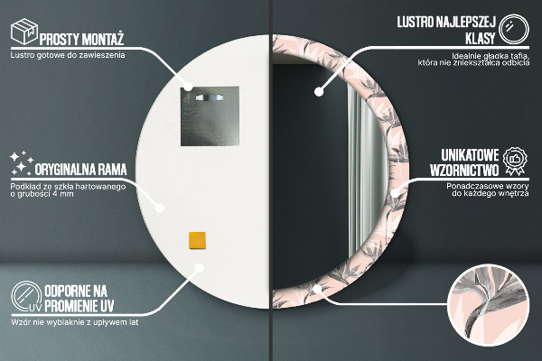 Lustro ścienne dekoracyjne okrągłe Raj dla ptaków