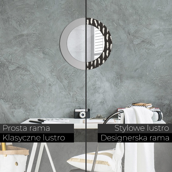 Lustro ścienne dekoracyjne okrągłe Pióra