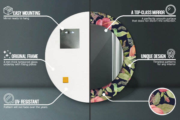 Lustro ścienne dekoracyjne okrągłe Kwiaty hibiskusa