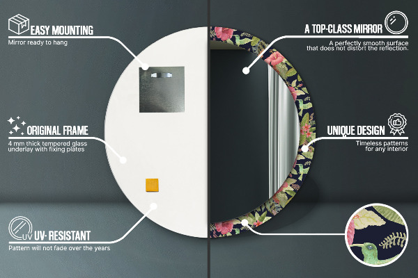 Lustro ścienne dekoracyjne okrągłe Kwiaty hibiskusa