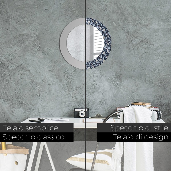 Lustro z drukowaną ramką okrągłe Wzór boho