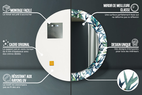 Lustro ścienne dekoracyjne okrągłe Niebieskie palmy