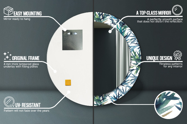 Lustro ścienne dekoracyjne okrągłe Niebieskie palmy