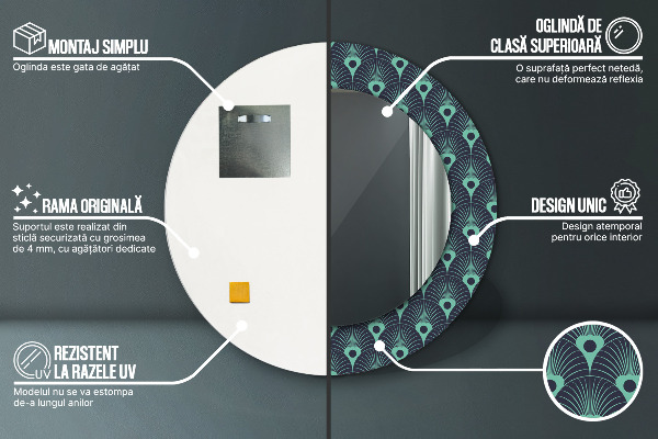 Lustro ścienne dekoracyjne okrągłe Kwiatowy wzór