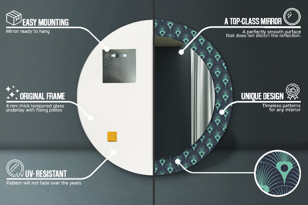 Lustro ścienne dekoracyjne okrągłe Kwiatowy wzór