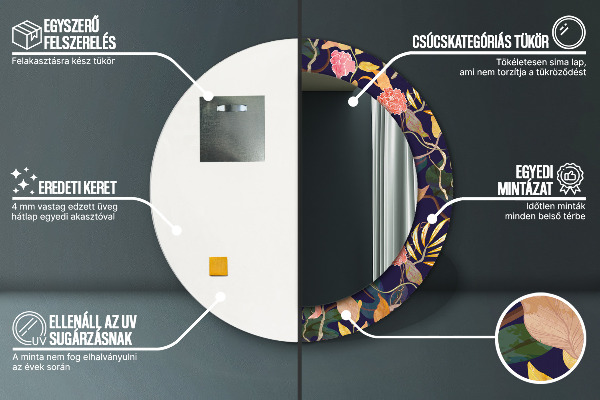 Lustro ścienne dekoracyjne okrągłe Rośliny akwarelowe