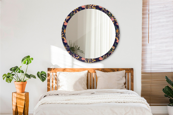 Lustro ścienne dekoracyjne okrągłe Rośliny akwarelowe