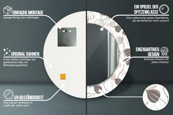 Lustro ścienne dekoracyjne okrągłe Abstrakcyjny kwiatowy