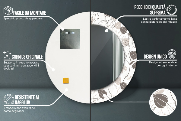 Lustro ścienne dekoracyjne okrągłe Abstrakcyjny kwiatowy