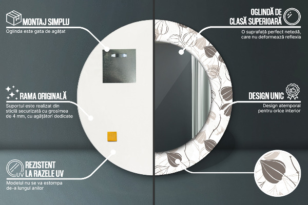 Lustro ścienne dekoracyjne okrągłe Abstrakcyjny kwiatowy