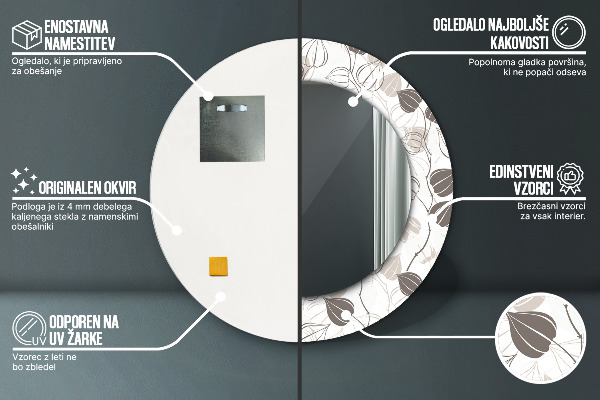 Lustro ścienne dekoracyjne okrągłe Abstrakcyjny kwiatowy