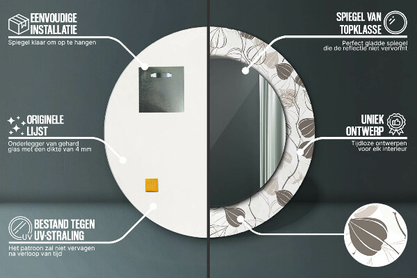 Lustro ścienne dekoracyjne okrągłe Abstrakcyjny kwiatowy
