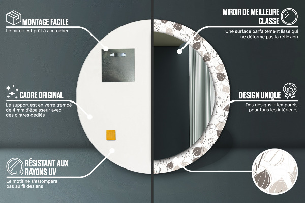 Lustro ścienne dekoracyjne okrągłe Abstrakcyjny kwiatowy