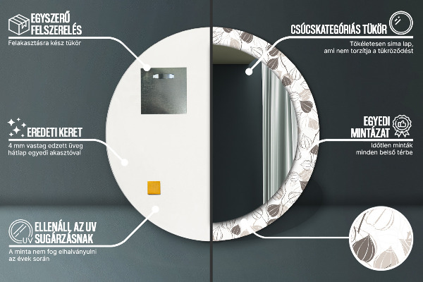 Lustro ścienne dekoracyjne okrągłe Abstrakcyjny kwiatowy