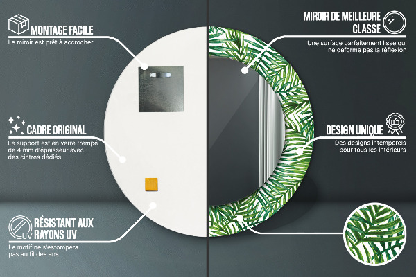 Lustro ścienne dekoracyjne okrągłe Tropikalna palma