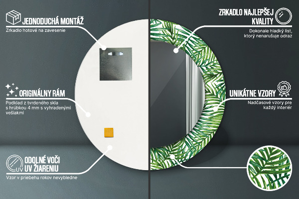 Lustro ścienne dekoracyjne okrągłe Tropikalna palma