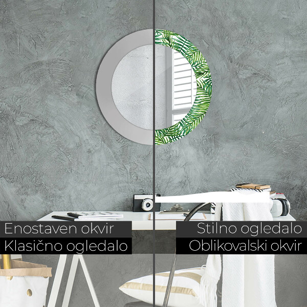 Lustro ścienne dekoracyjne okrągłe Tropikalna palma