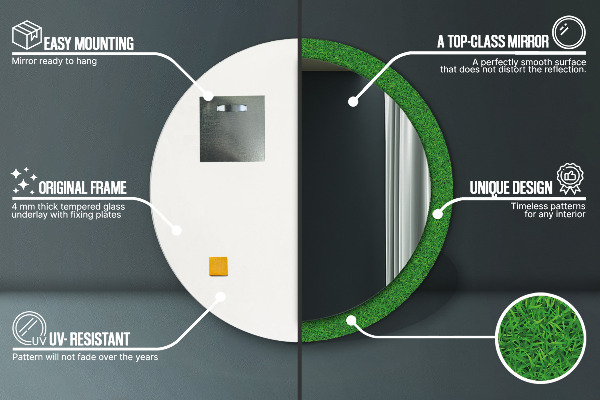 Lustro ścienne dekoracyjne okrągłe Zielona trawa