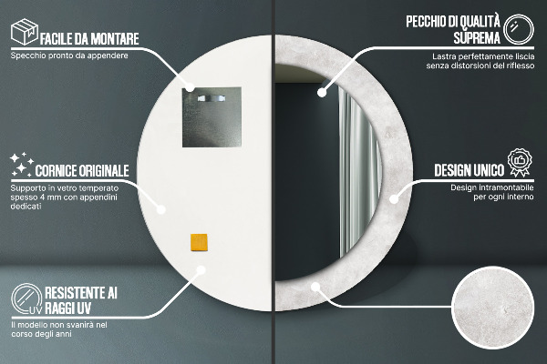 Lustro ścienne dekoracyjne okrągłe Betonowa tekstura
