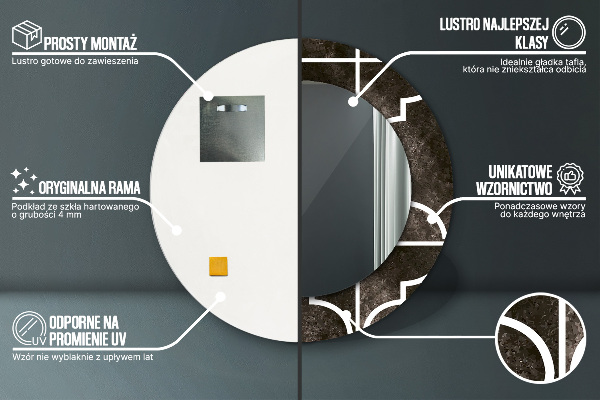 Lustro ścienne dekoracyjne okrągłe Antyczne płytki