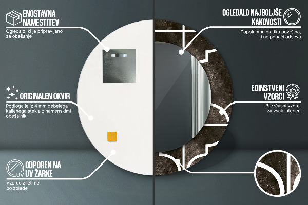 Lustro ścienne dekoracyjne okrągłe Antyczne płytki