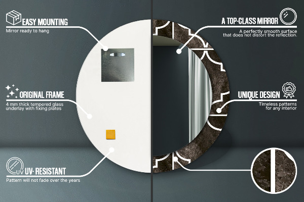 Lustro ścienne dekoracyjne okrągłe Antyczne płytki