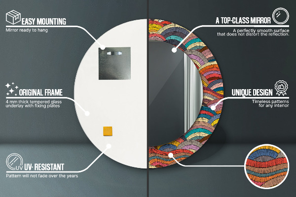 Lustro ścienne dekoracyjne okrągłe Bohemiczny ornament