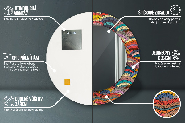 Lustro ścienne dekoracyjne okrągłe Bohemiczny ornament