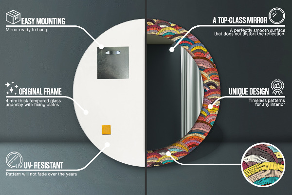 Lustro ścienne dekoracyjne okrągłe Bohemiczny ornament