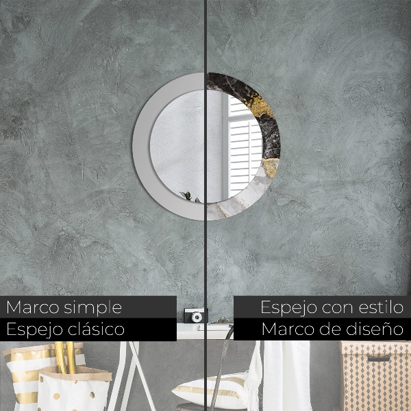 Lustro ścienne dekoracyjne okrągłe Marmur i złoto