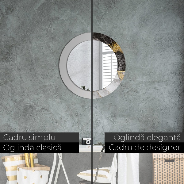 Lustro ścienne dekoracyjne okrągłe Marmur i złoto