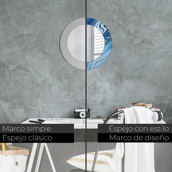 Lustro ścienne dekoracyjne okrągłe Błękitne marmurkowanie