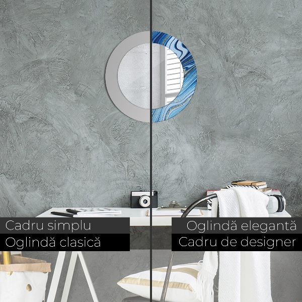 Lustro ścienne dekoracyjne okrągłe Błękitne marmurkowanie