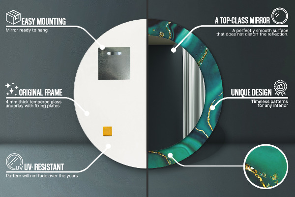 Lustro ścienne dekoracyjne okrągłe Szmaragdowy marmur