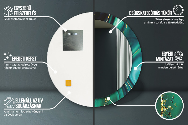 Lustro ścienne dekoracyjne okrągłe Szmaragdowy marmur