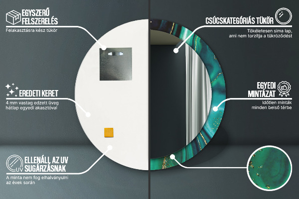 Lustro ścienne dekoracyjne okrągłe Szmaragdowy marmur