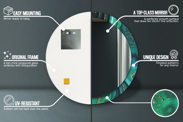 Lustro ścienne dekoracyjne okrągłe Szmaragdowy marmur