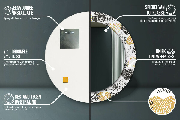 Lustro ścienne dekoracyjne okrągłe Serca doodle