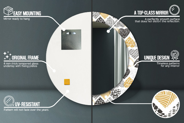 Lustro ścienne dekoracyjne okrągłe Serca doodle