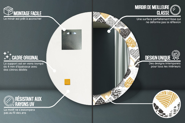 Lustro ścienne dekoracyjne okrągłe Serca doodle