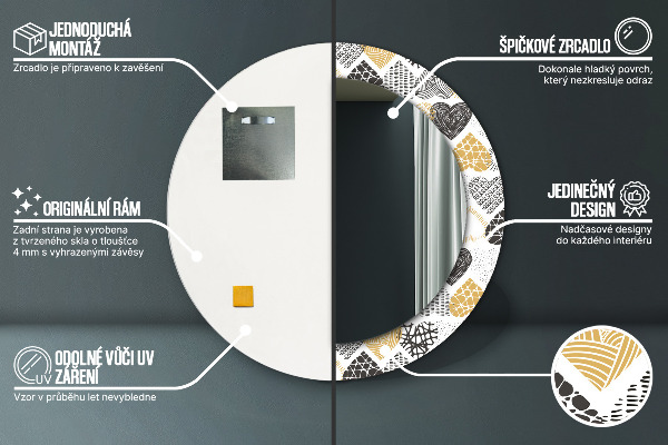 Lustro ścienne dekoracyjne okrągłe Serca doodle