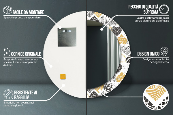 Lustro ścienne dekoracyjne okrągłe Serca doodle