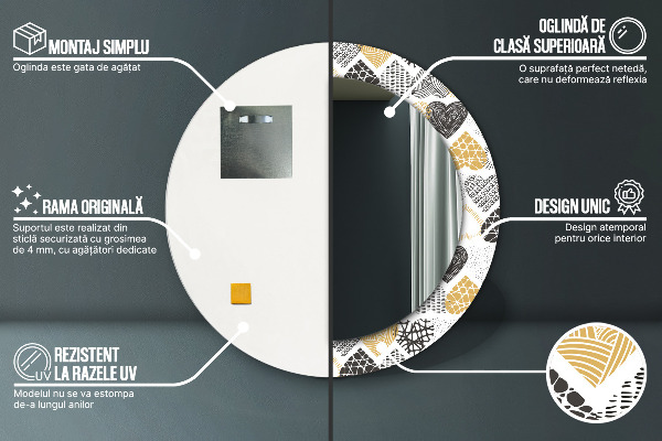 Lustro ścienne dekoracyjne okrągłe Serca doodle