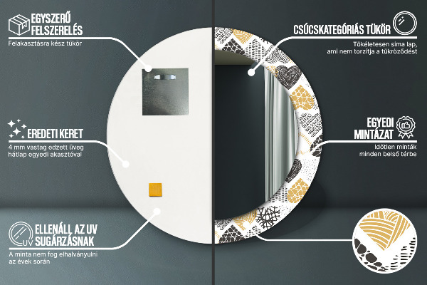 Lustro ścienne dekoracyjne okrągłe Serca doodle