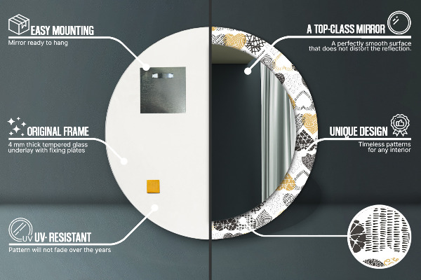 Lustro ścienne dekoracyjne okrągłe Serca doodle