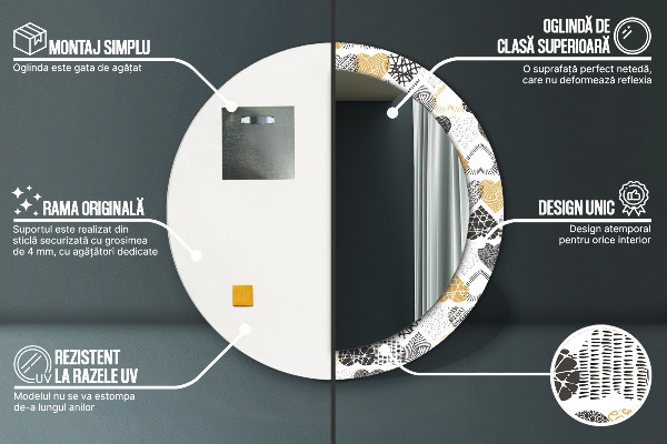 Lustro ścienne dekoracyjne okrągłe Serca doodle