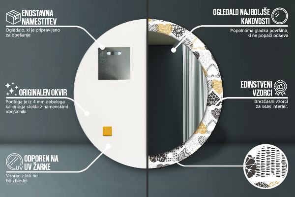 Lustro ścienne dekoracyjne okrągłe Serca doodle