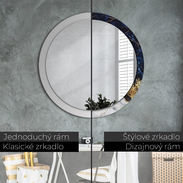 Lustro ścienne dekoracyjne okrągłe Niebieski marmur