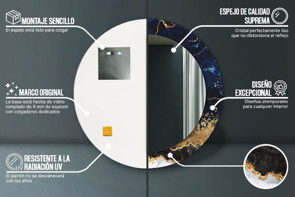 Lustro ścienne dekoracyjne okrągłe Niebieski marmur